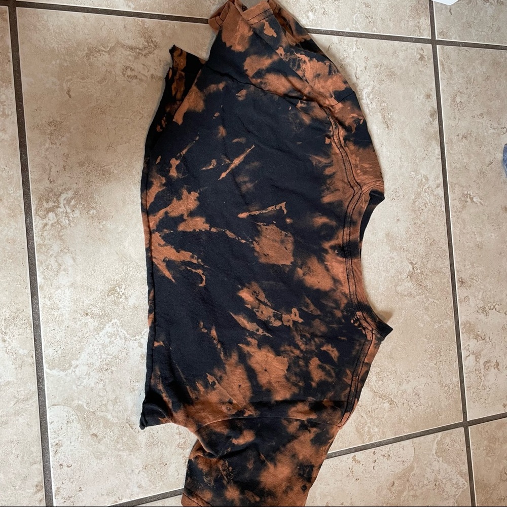 black and orange tie dye crop top